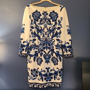 Eliza J Floral Patterned Long Sleeve Dress w/Lining
